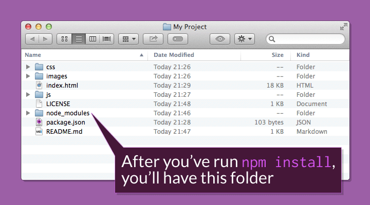 Example of node_modules folder